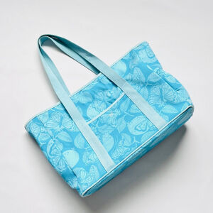 Women's Lilly Pulitzer Aqua Blue Floral Textile Tote Bag